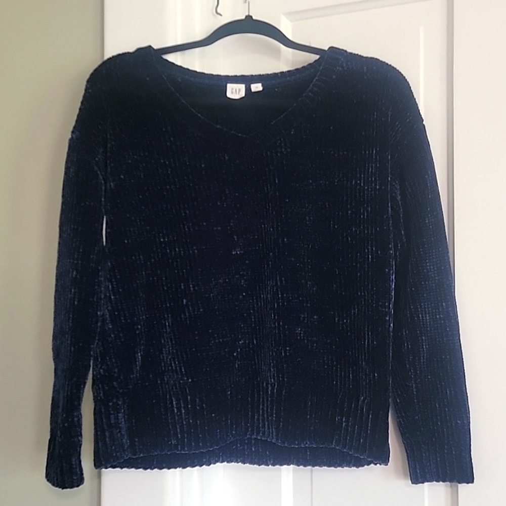 Gap Chenille Soft Navy Blue Long Sleeve Sweater Size XS